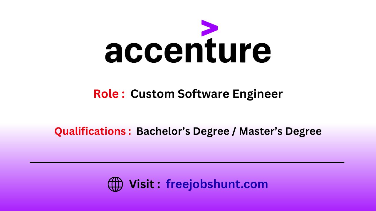 Accenture Recruitment 2026 hiring Custom Software Engineers in Bangalore for freshers and graduates.