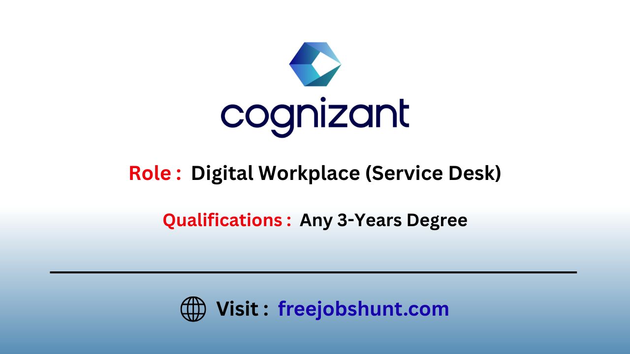 Cognizant Off Campus Drive 2026 Digital Workplace Hiring