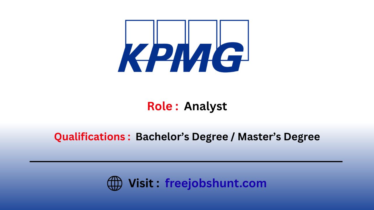 KPMG Off Campus Drive 2026 for Analyst in Bangalore Freshers Recruitment